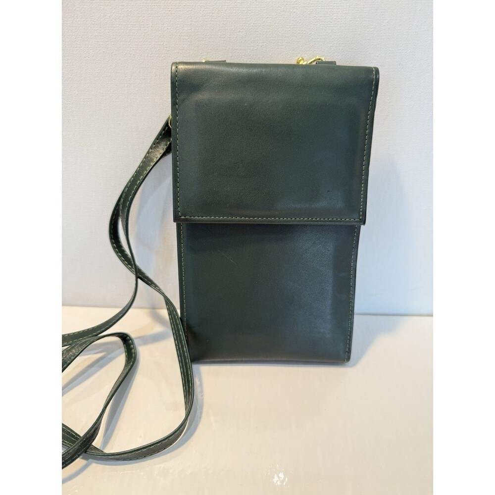 Vintage Rolfs Studio Collection Green Leather Macro Bag Crossbody Wallet Cowhide